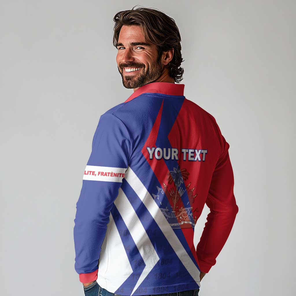 Personalised Haiti 1804 Long Sleeve Polo Shirt Coat Of Arms Simple Style LT05 - Wonder Print Shop