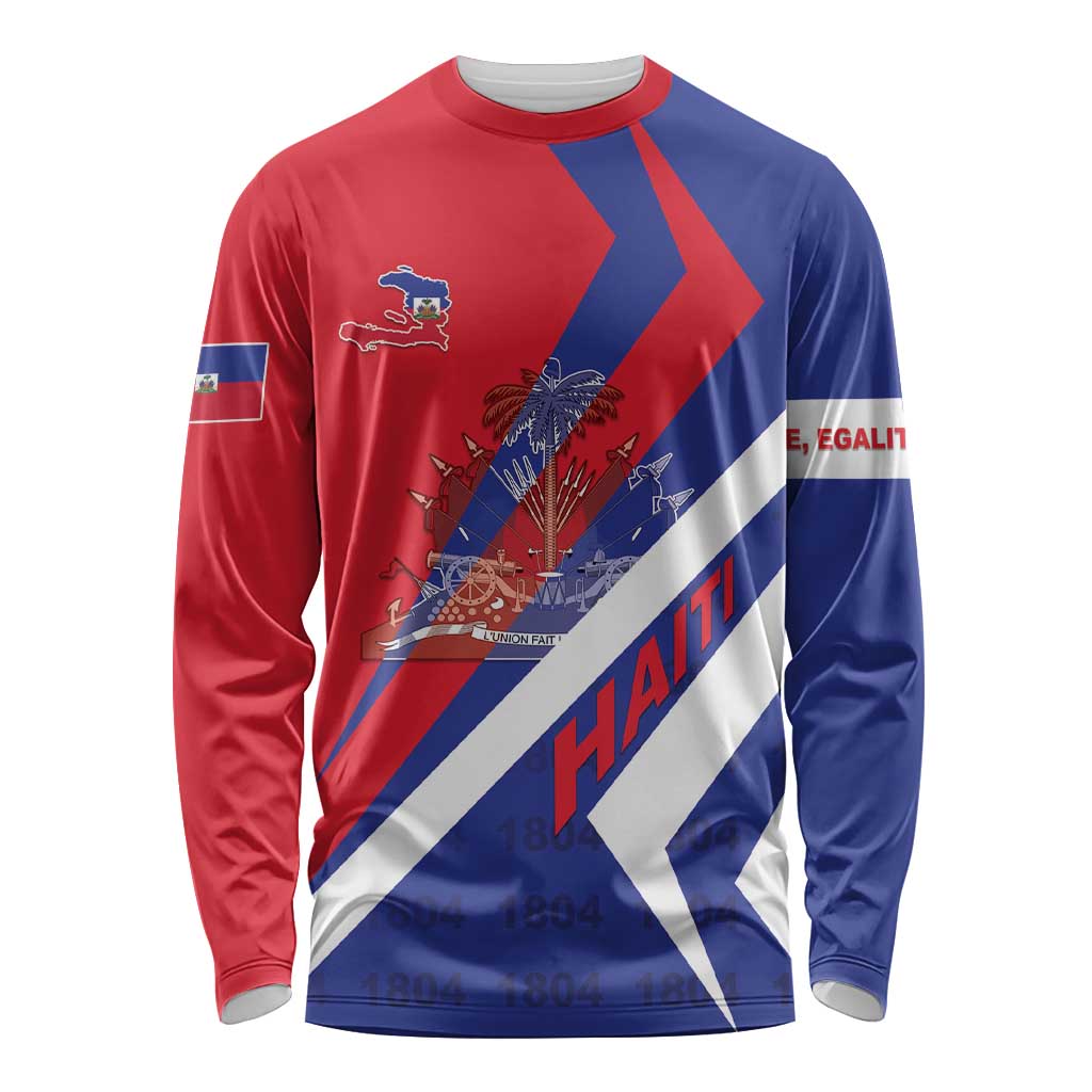 Personalised Haiti 1804 Long Sleeve Shirt Coat Of Arms Simple Style LT05 - Wonder Print Shop