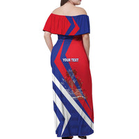 Personalised Haiti 1804 Off Shoulder Maxi Dress Coat Of Arms Simple Style LT05 - Wonder Print Shop