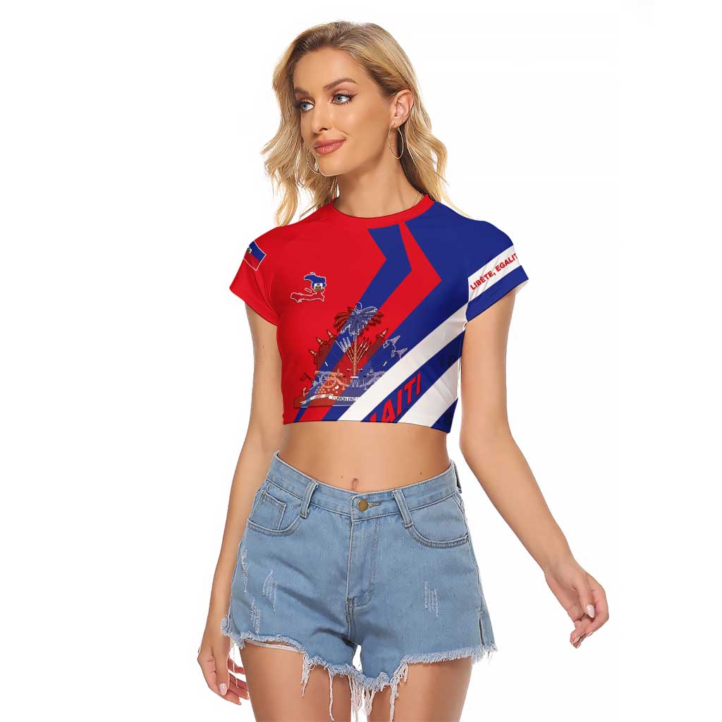 Personalised Haiti 1804 Raglan Cropped T Shirt Coat Of Arms Simple Style LT05 - Wonder Print Shop