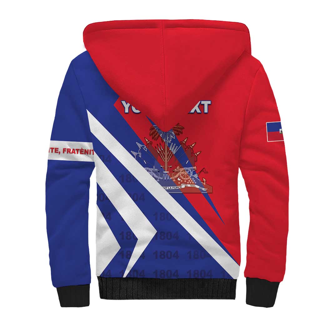 Personalised Haiti 1804 Sherpa Hoodie Coat Of Arms Simple Style LT05 - Wonder Print Shop