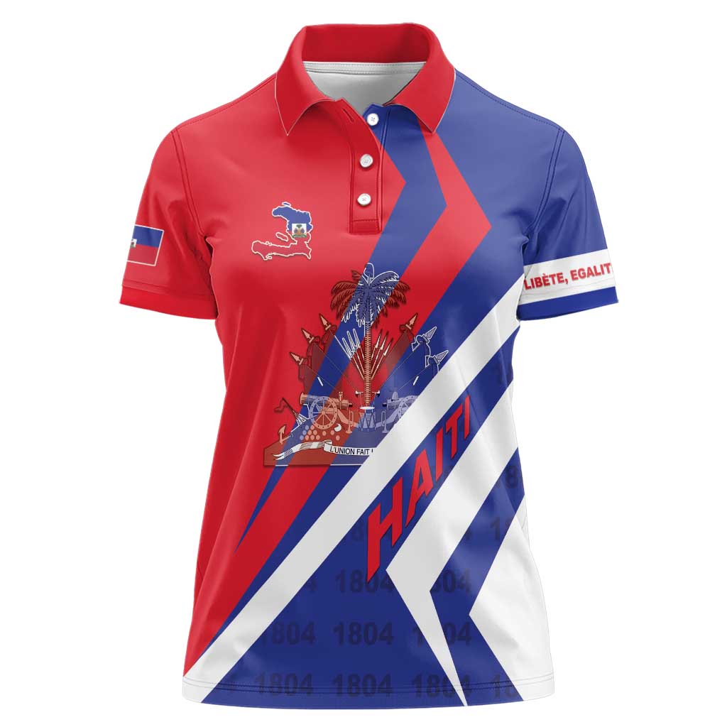 Personalised Haiti 1804 Women Polo Shirt Coat Of Arms Simple Style LT05 - Wonder Print Shop