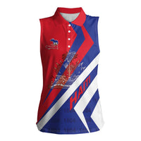 Personalised Haiti 1804 Women Sleeveless Polo Shirt Coat Of Arms Simple Style LT05 - Wonder Print Shop