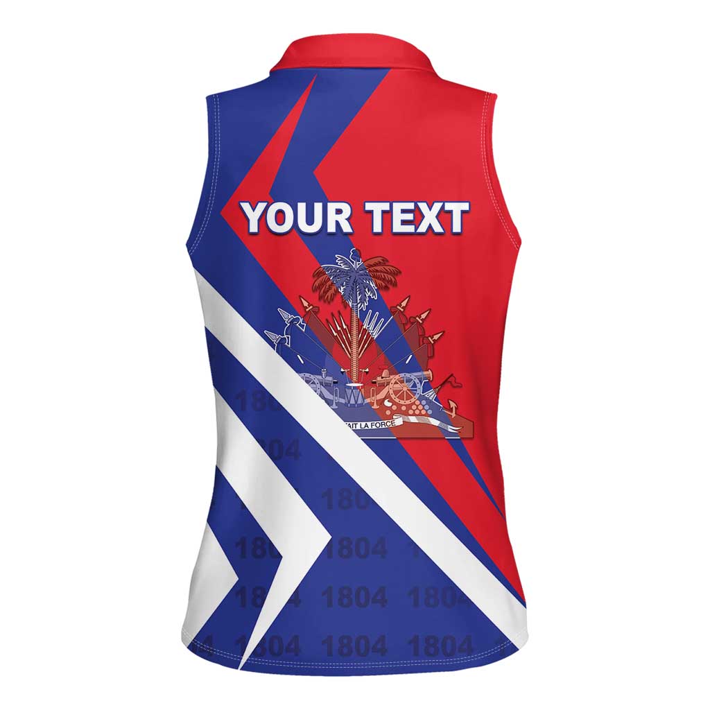 Personalised Haiti 1804 Women Sleeveless Polo Shirt Coat Of Arms Simple Style LT05 - Wonder Print Shop
