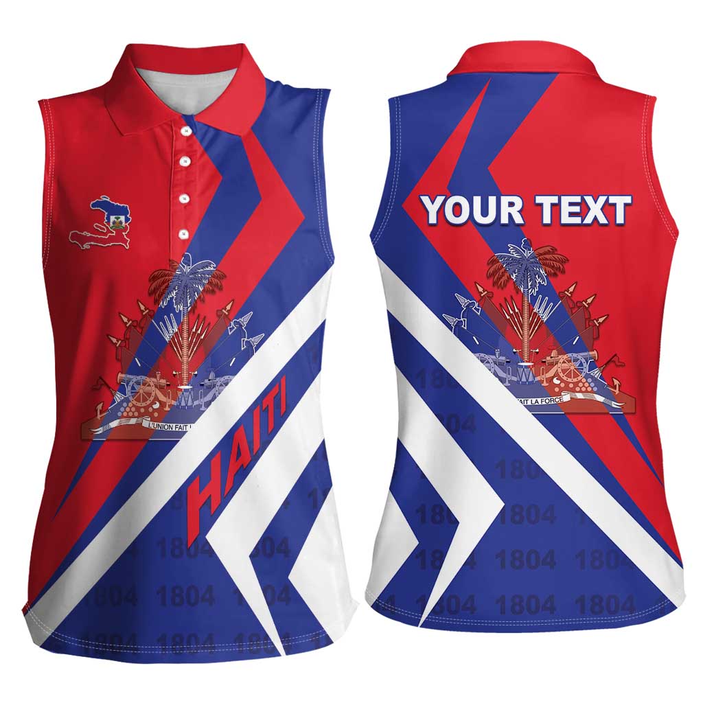 Personalised Haiti 1804 Women Sleeveless Polo Shirt Coat Of Arms Simple Style LT05 - Wonder Print Shop