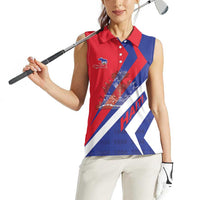 Personalised Haiti 1804 Women Sleeveless Polo Shirt Coat Of Arms Simple Style LT05 - Wonder Print Shop