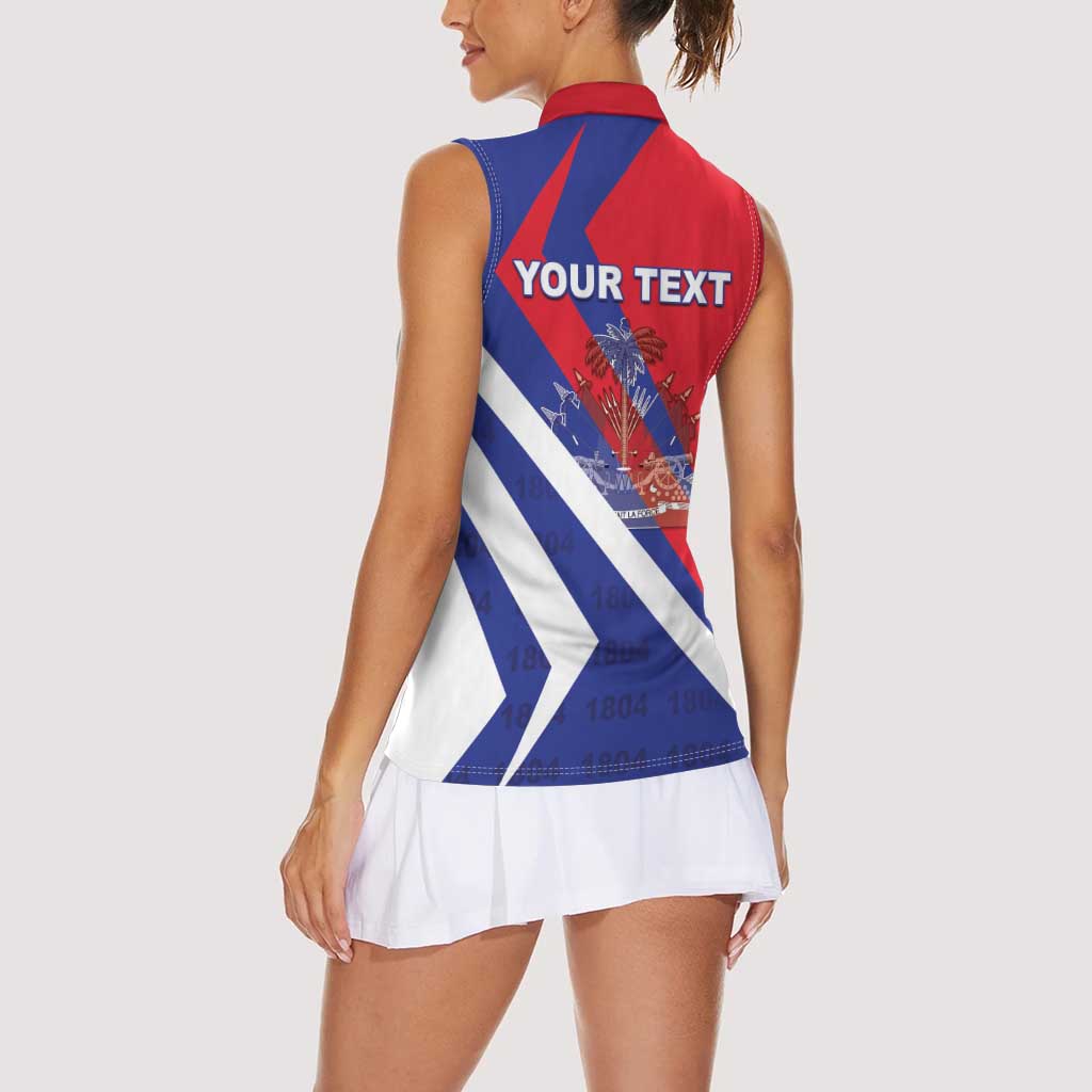 Personalised Haiti 1804 Women Sleeveless Polo Shirt Coat Of Arms Simple Style LT05 - Wonder Print Shop