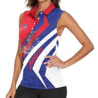 Personalised Haiti 1804 Women Sleeveless Polo Shirt Coat Of Arms Simple Style LT05 - Wonder Print Shop