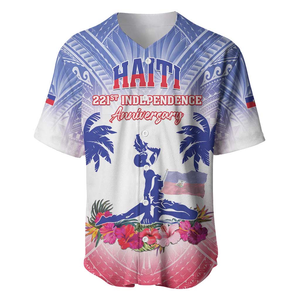 Personalised Haiti Independence Day Baseball Jersey Neg Maron Polynesian Style LT05 - Wonder Print Shop