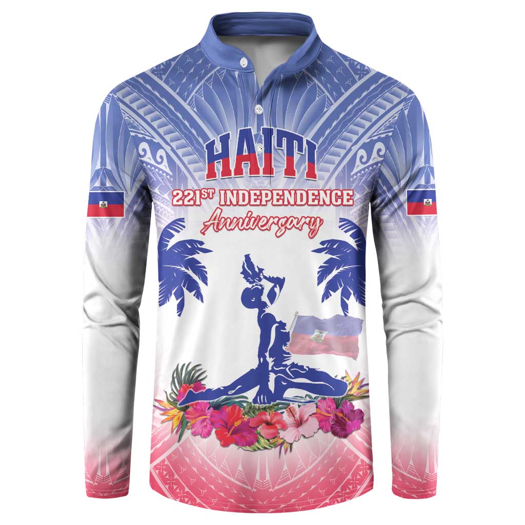 Personalised Haiti Independence Day Button Sweatshirt Neg Maron Polynesian Style LT05 - Wonder Print Shop