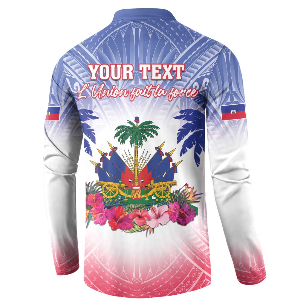 Personalised Haiti Independence Day Button Sweatshirt Neg Maron Polynesian Style LT05