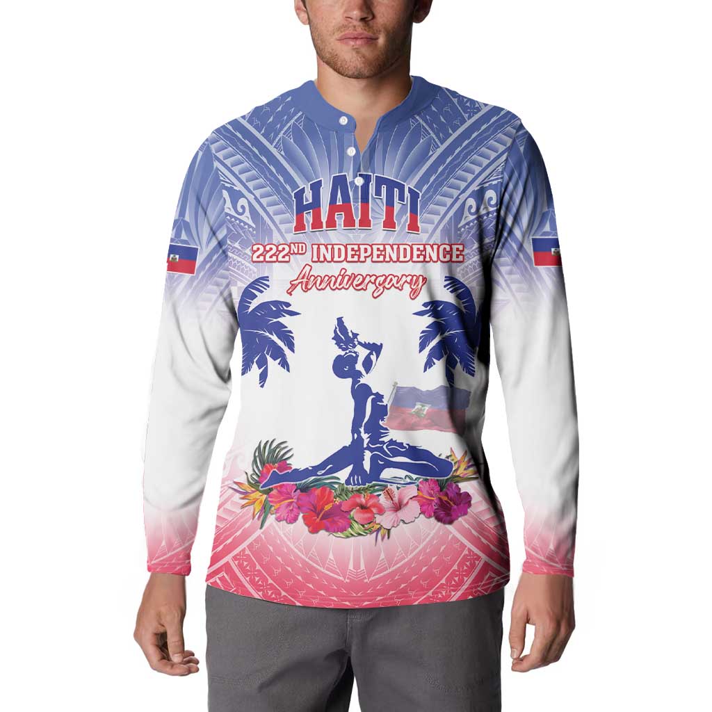 Personalised Haiti Independence Day Button Sweatshirt Neg Maron Polynesian Style LT05