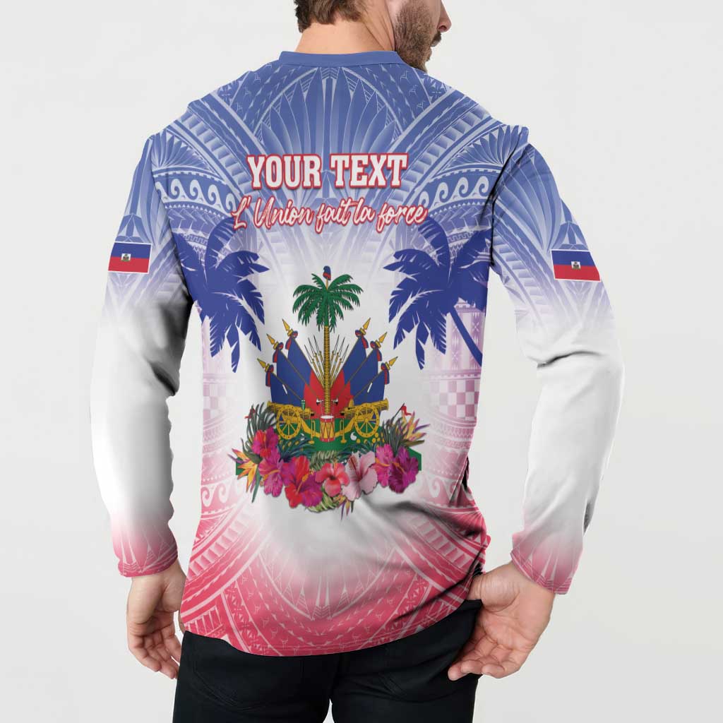 Personalised Haiti Independence Day Button Sweatshirt Neg Maron Polynesian Style LT05