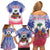 Personalised Haiti Independence Day Family Matching Off Shoulder Short Dress and Hawaiian Shirt Neg Maron Polynesian Style LT05 - Wonder Print Shop
