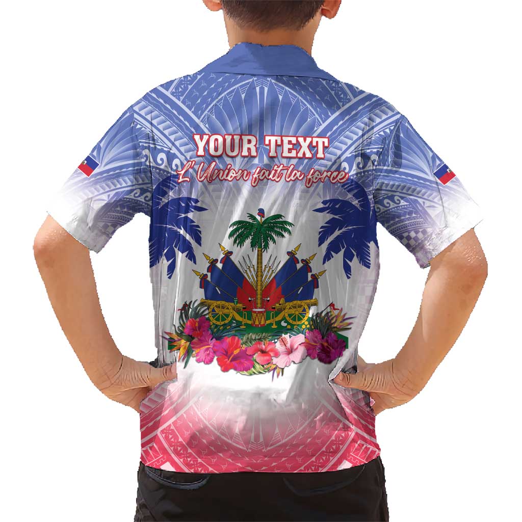 Personalised Haiti Independence Day Kid Hawaiian Shirt Neg Maron Polynesian Style LT05