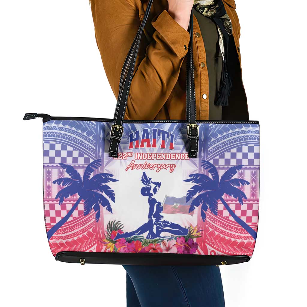 Haiti Independence Day Leather Tote Bag Neg Maron Polynesian Style LT05