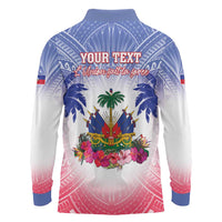 Personalised Haiti Independence Day Long Sleeve Polo Shirt Neg Maron Polynesian Style LT05