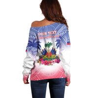 Personalised Haiti Independence Day Off Shoulder Sweater Neg Maron Polynesian Style LT05 - Wonder Print Shop