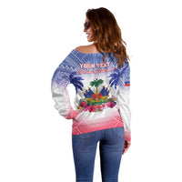 Personalised Haiti Independence Day Off Shoulder Sweater Neg Maron Polynesian Style LT05 - Wonder Print Shop