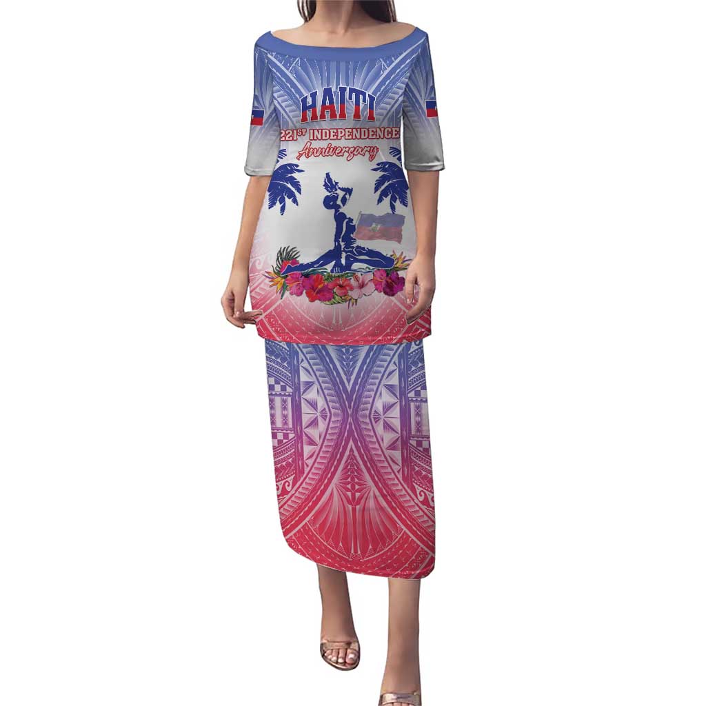 Personalised Haiti Independence Day Puletasi Neg Maron Polynesian Style LT05 - Wonder Print Shop