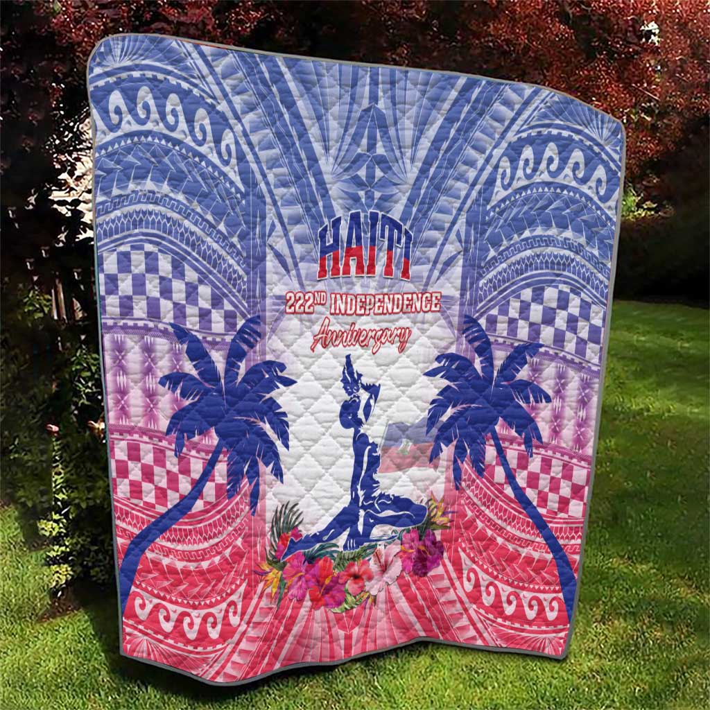 Haiti Independence Day Quilt Neg Maron Polynesian Style LT05