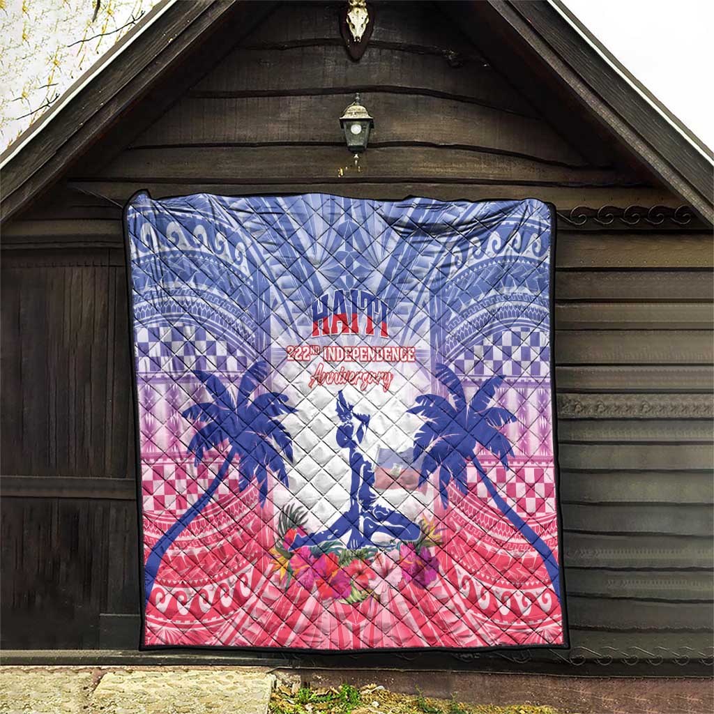 Haiti Independence Day Quilt Neg Maron Polynesian Style LT05