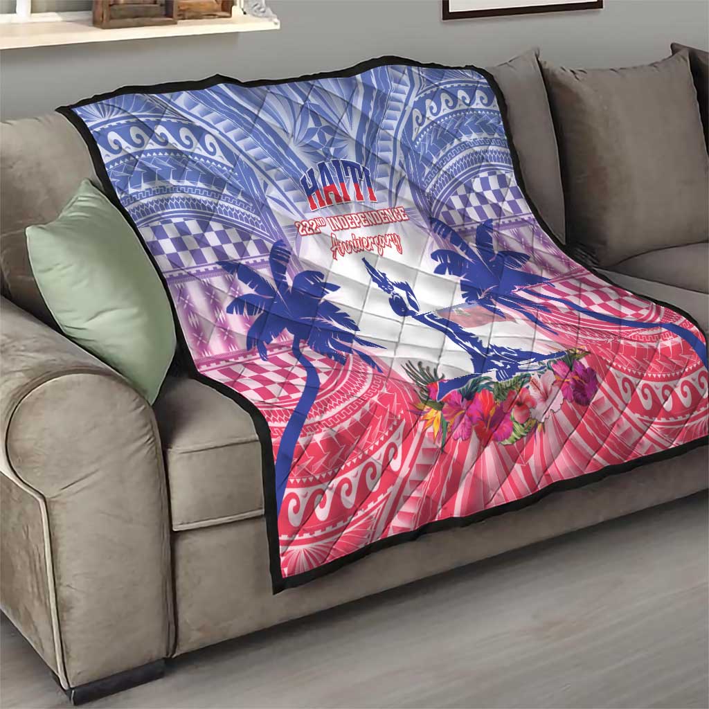 Haiti Independence Day Quilt Neg Maron Polynesian Style LT05