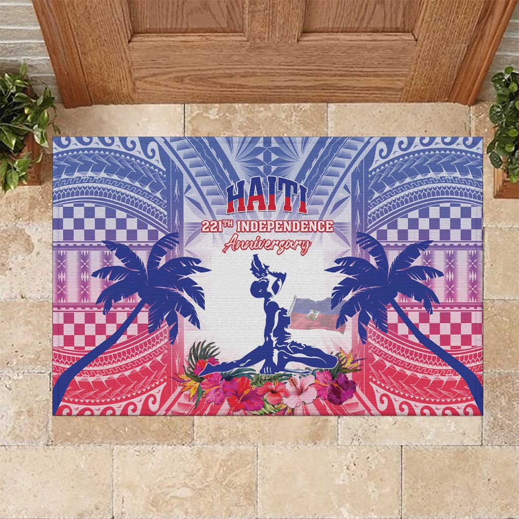 Haiti Independence Day Rubber Doormat Neg Maron Polynesian Style LT05 - Wonder Print Shop