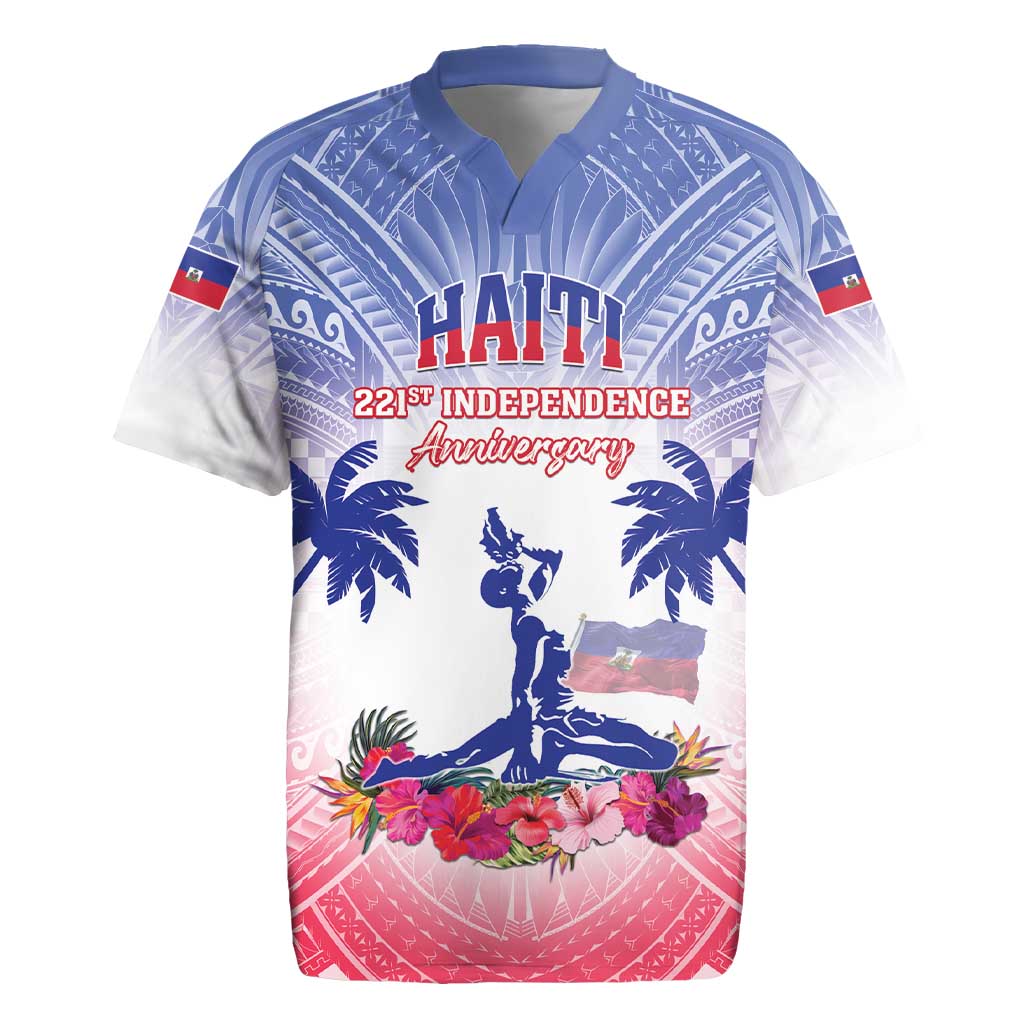 Personalised Haiti Independence Day Rugby Jersey Neg Maron Polynesian Style LT05 - Wonder Print Shop