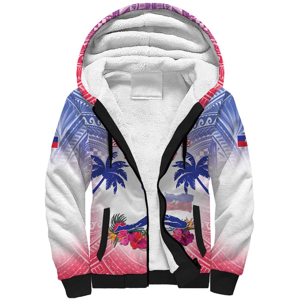 Personalised Haiti Independence Day Sherpa Hoodie Neg Maron Polynesian Style LT05 - Wonder Print Shop