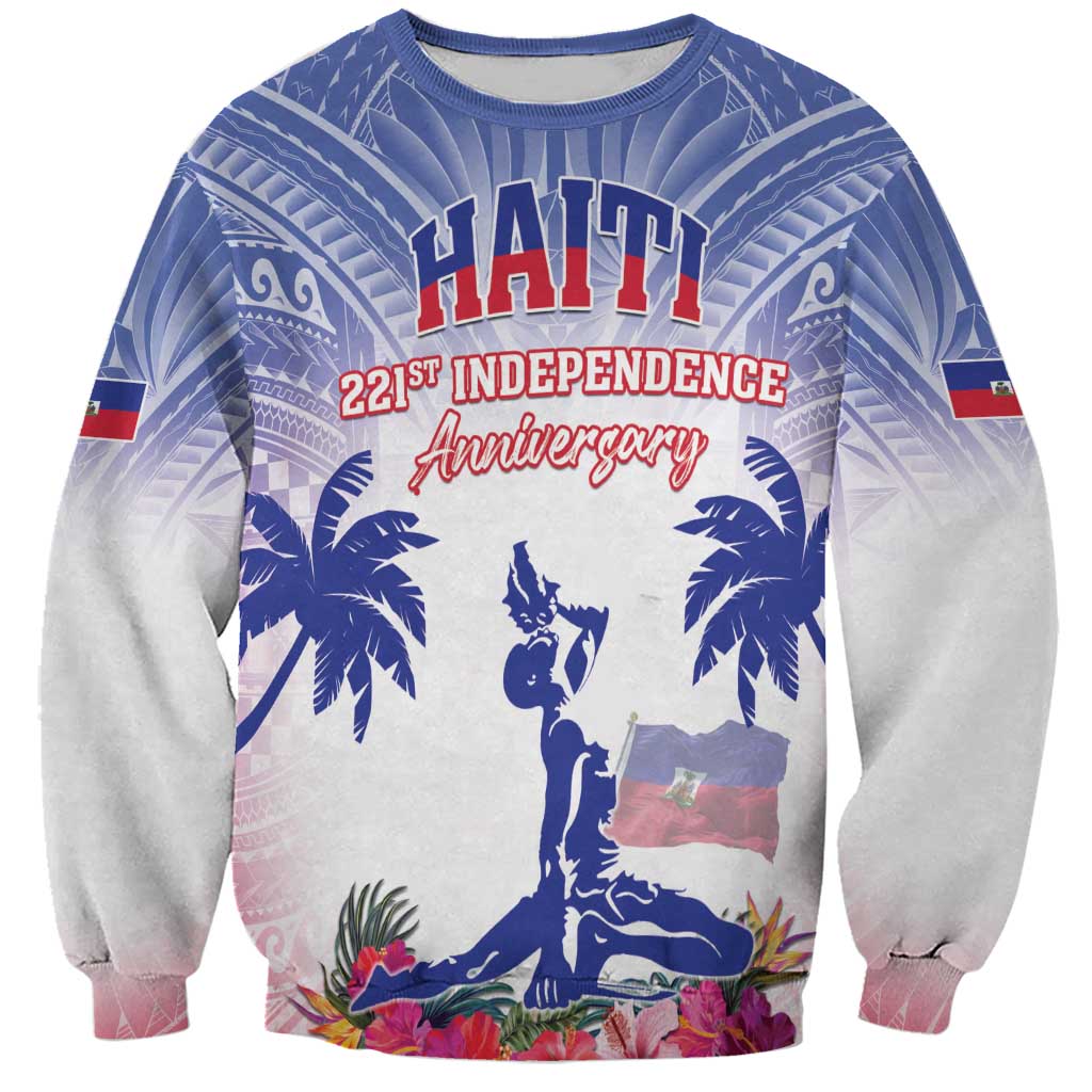 Personalised Haiti Independence Day Sweatshirt Neg Maron Polynesian Style LT05 - Wonder Print Shop