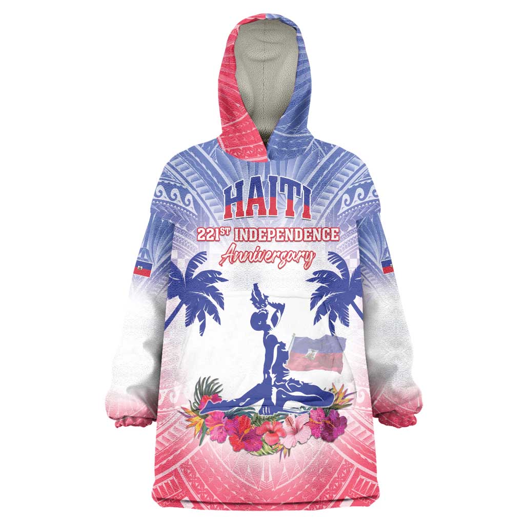 Personalised Haiti Independence Day Wearable Blanket Hoodie Neg Maron Polynesian Style LT05 - Wonder Print Shop