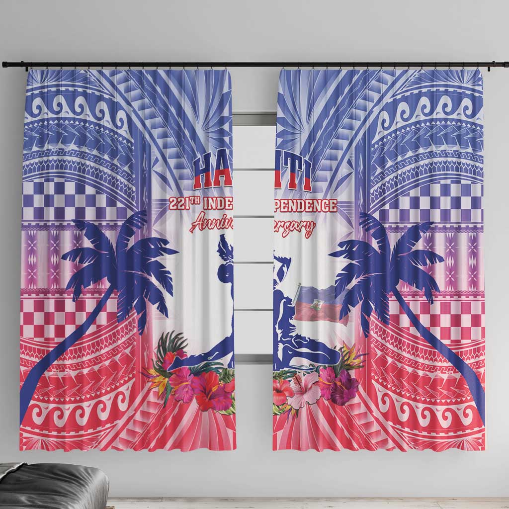 Haiti Independence Day Window Curtain Neg Maron Polynesian Style LT05 - Wonder Print Shop