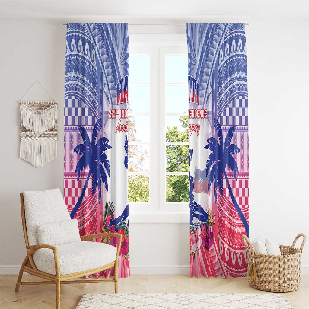 Haiti Independence Day Window Curtain Neg Maron Polynesian Style LT05 - Wonder Print Shop