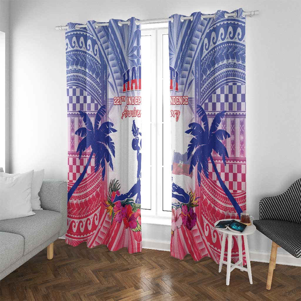 Haiti Independence Day Window Curtain Neg Maron Polynesian Style LT05 - Wonder Print Shop