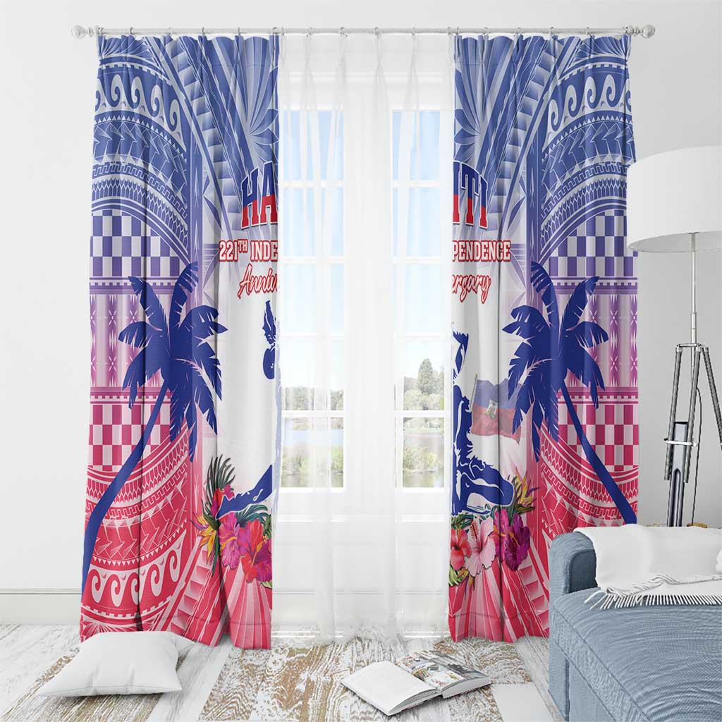 Haiti Independence Day Window Curtain Neg Maron Polynesian Style LT05 - Wonder Print Shop