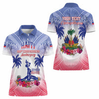 Personalised Haiti Independence Day Women Polo Shirt Neg Maron Polynesian Style LT05