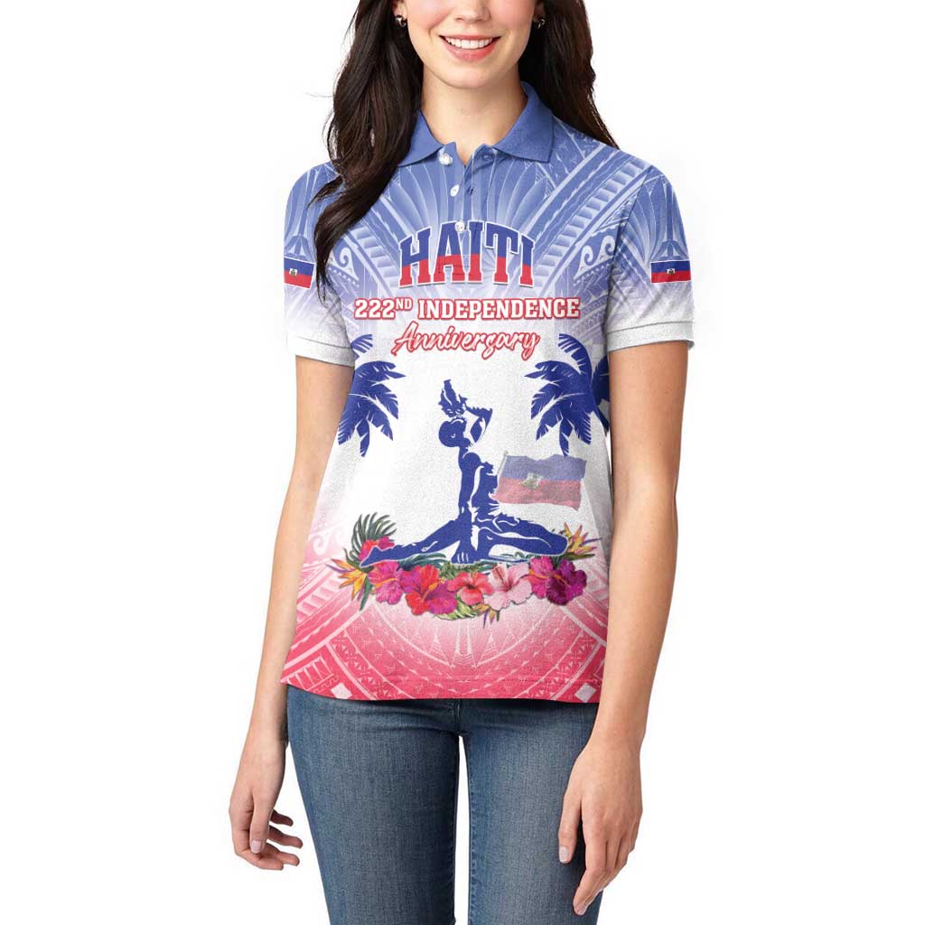 Personalised Haiti Independence Day Women Polo Shirt Neg Maron Polynesian Style LT05