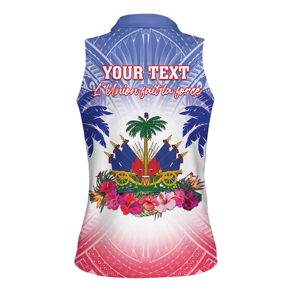 Personalised Haiti Independence Day Women Sleeveless Polo Shirt Neg Maron Polynesian Style LT05 - Wonder Print Shop