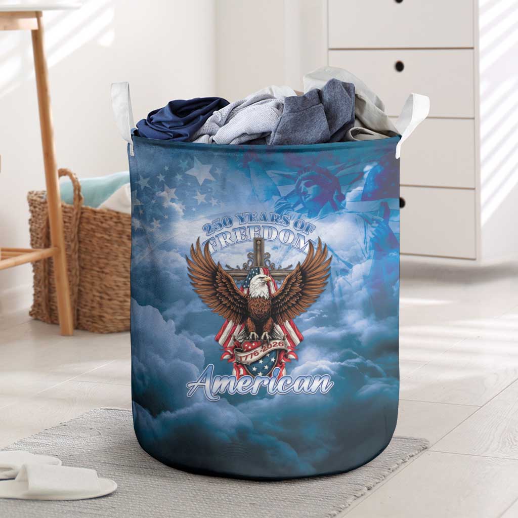 250 Years Of Freedom Laundry Basket American Patriotic 1776 To 2026 Majestic Bald Eagle - Wonder Print Shop