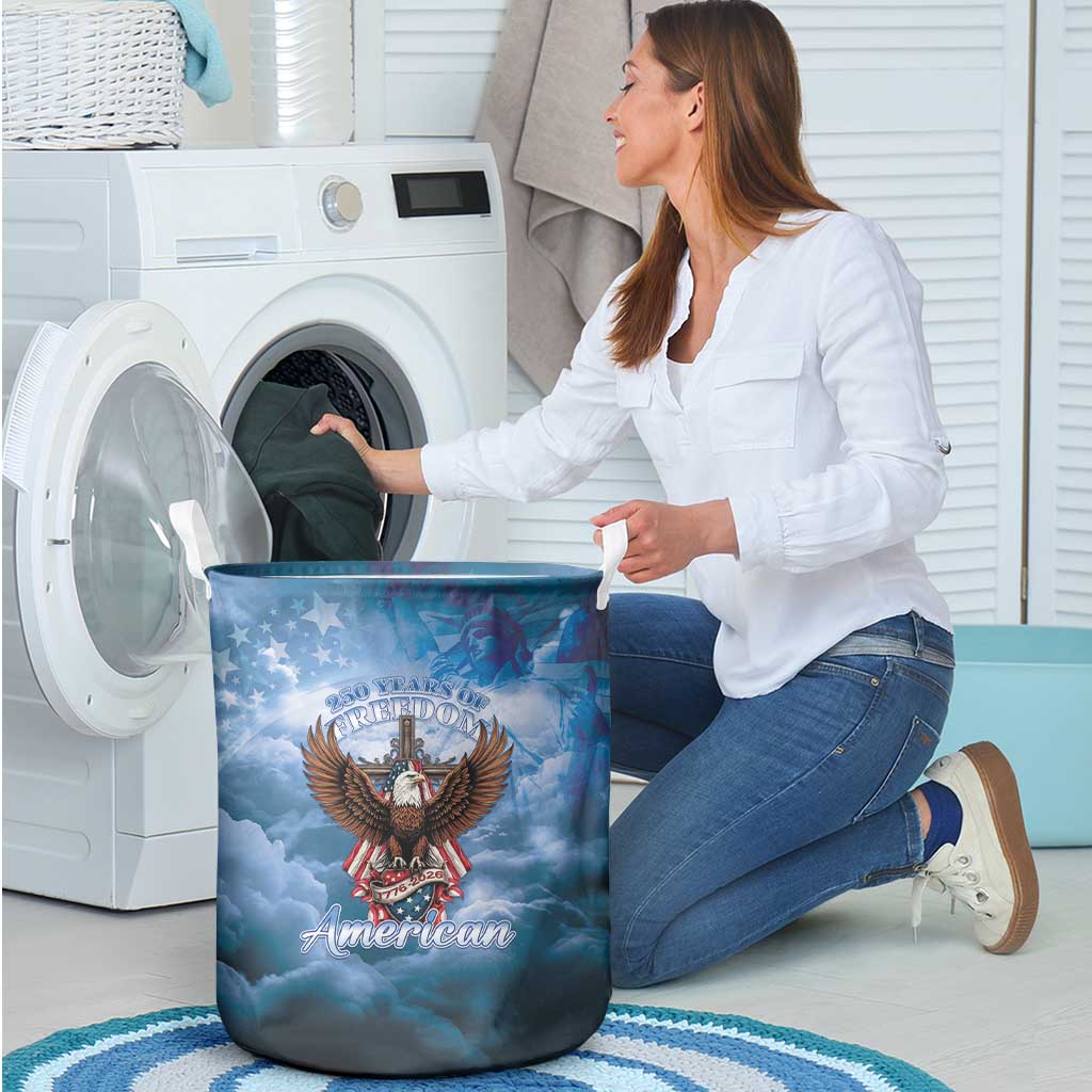 250 Years Of Freedom Laundry Basket American Patriotic 1776 To 2026 Majestic Bald Eagle - Wonder Print Shop