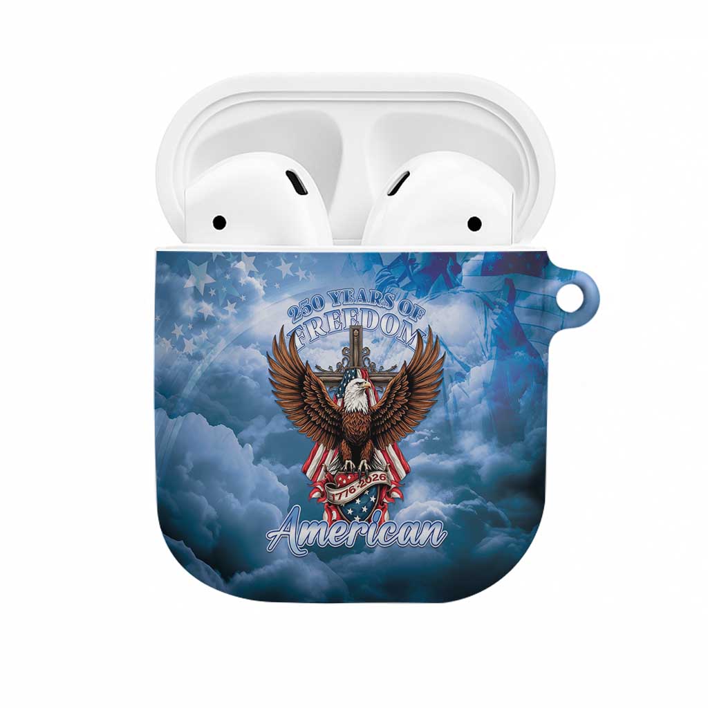 250 Years Of Freedom AirPods Case American Patriotic 1776 To 2026 Majestic Bald Eagle - Wonder Print Shop