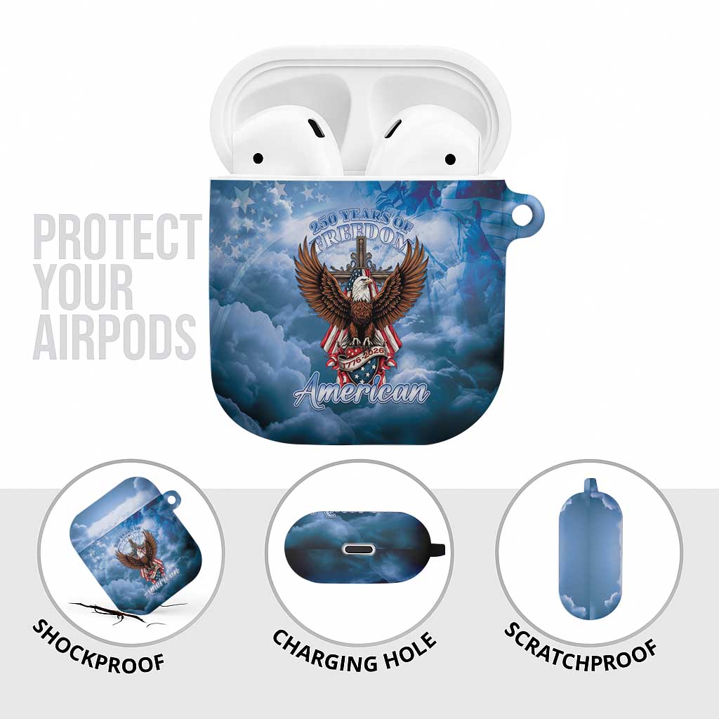 250 Years Of Freedom AirPods Case American Patriotic 1776 To 2026 Majestic Bald Eagle - Wonder Print Shop