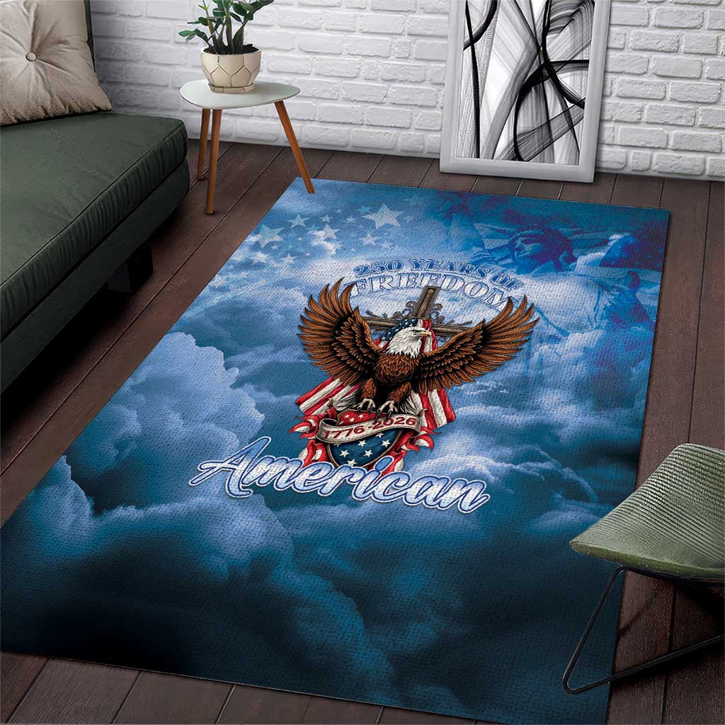 250 Years Of Freedom Area Rug American Patriotic 1776 To 2026 Majestic Bald Eagle - Wonder Print Shop