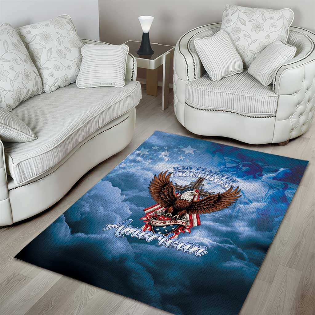 250 Years Of Freedom Area Rug American Patriotic 1776 To 2026 Majestic Bald Eagle - Wonder Print Shop