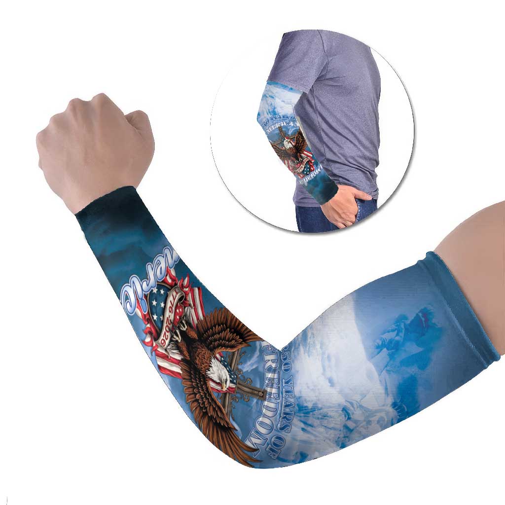 250 Years Of Freedom Arm Sleeves American Patriotic 1776 To 2026 Majestic Bald Eagle - Wonder Print Shop