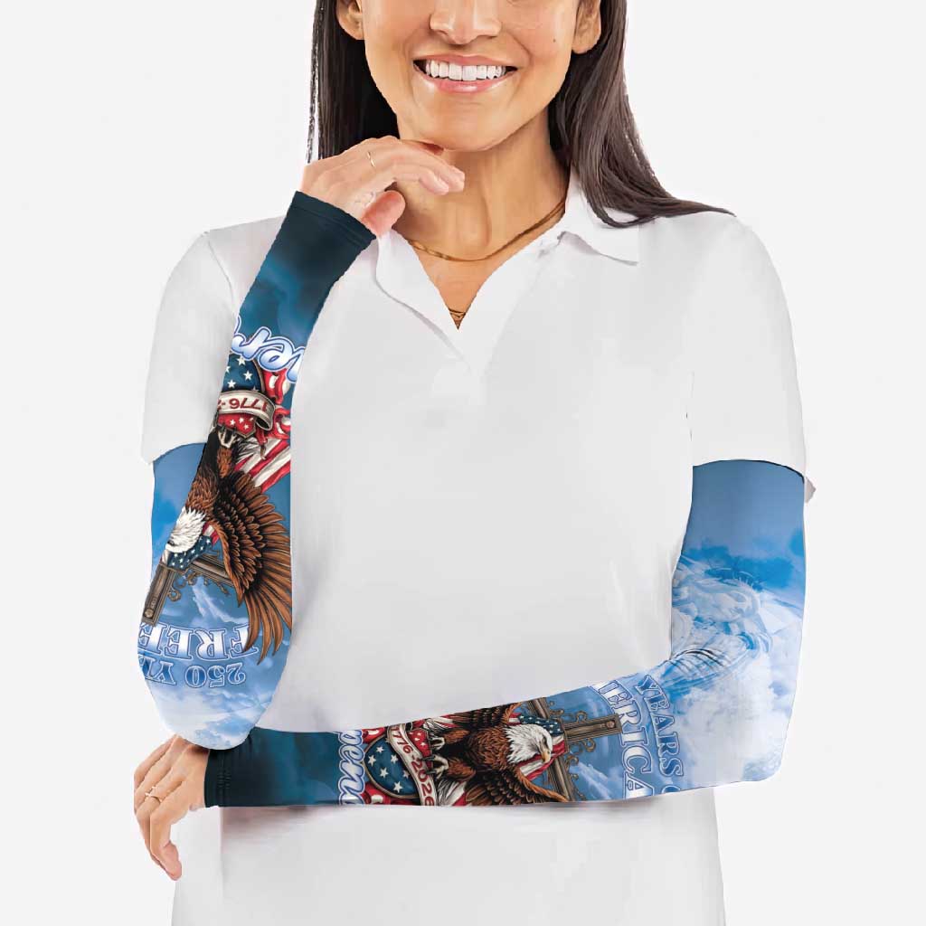 250 Years Of Freedom Arm Sleeves American Patriotic 1776 To 2026 Majestic Bald Eagle - Wonder Print Shop
