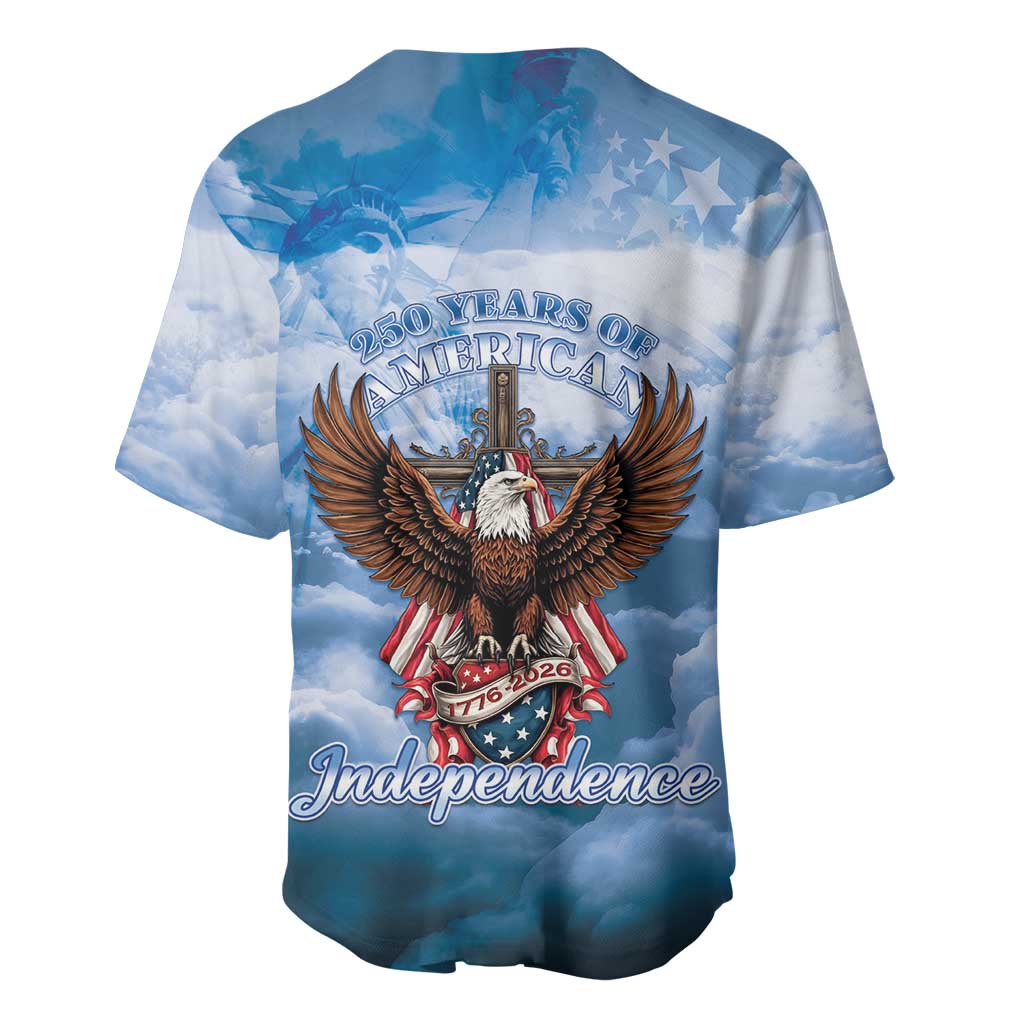 250 Years Of Freedom Baseball Jersey American Patriotic 1776 To 2026 Majestic Bald Eagle - Wonder Print Shop
