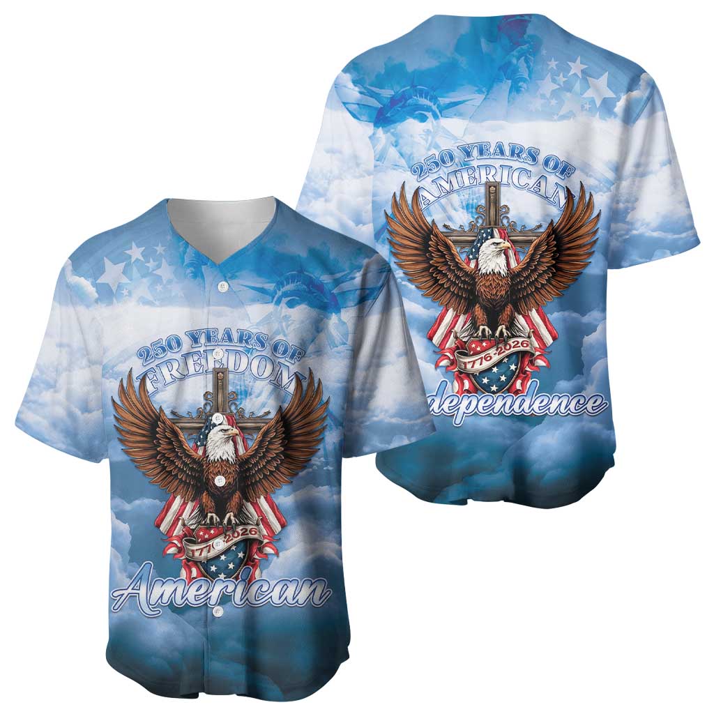 250 Years Of Freedom Baseball Jersey American Patriotic 1776 To 2026 Majestic Bald Eagle - Wonder Print Shop