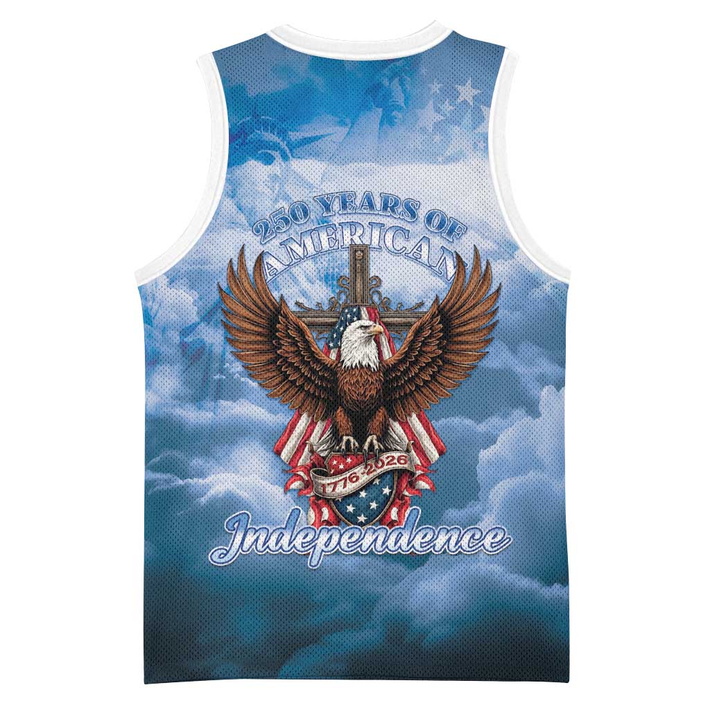 250 Years Of Freedom Basketball Jersey American Patriotic 1776 To 2026 Majestic Bald Eagle - Wonder Print Shop